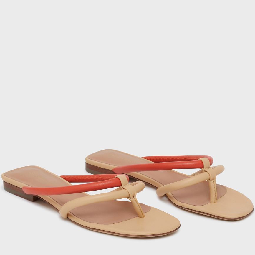 Women\'s Mansur Gavriel Filo Flip Flops Beige / Orange | AU 0612BI